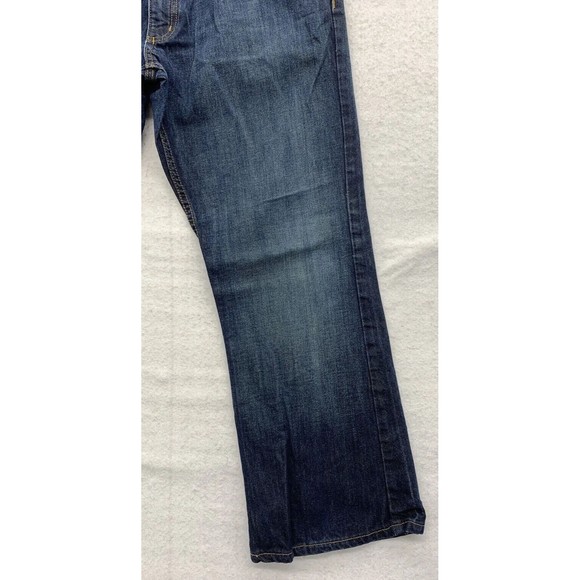 VTG Perry Ellis Denim Jeans Men's Size 34X30 Blue Factory Distressed Bootcut - Picture 15 of 16